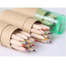 mini tubes de crayons de couleur avec taille-crayon ensembles de crayons de couleur en bois